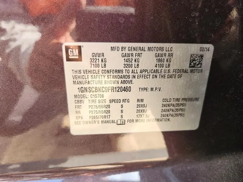 2015 CHEVROLET TAHOE C1500 LT  
