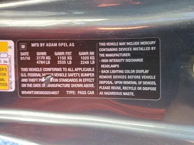 2016 BUICK CASCADA PREMIUM  