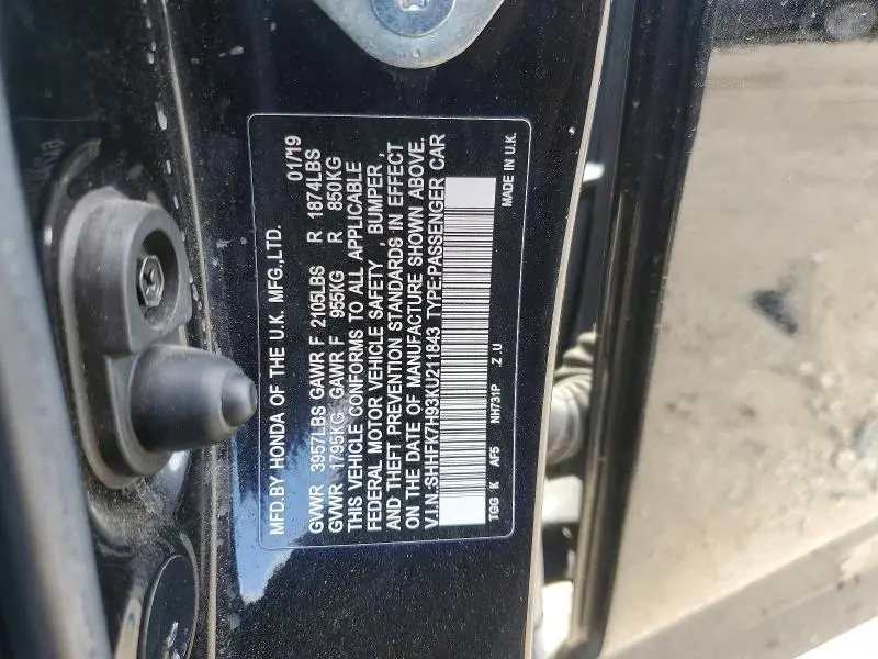 2019 HONDA CIVIC SPORT TOURING  