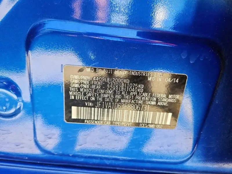 2015 SUBARU WRX PREMIUM  