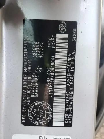 2011 TOYOTA CAMRY BASE  