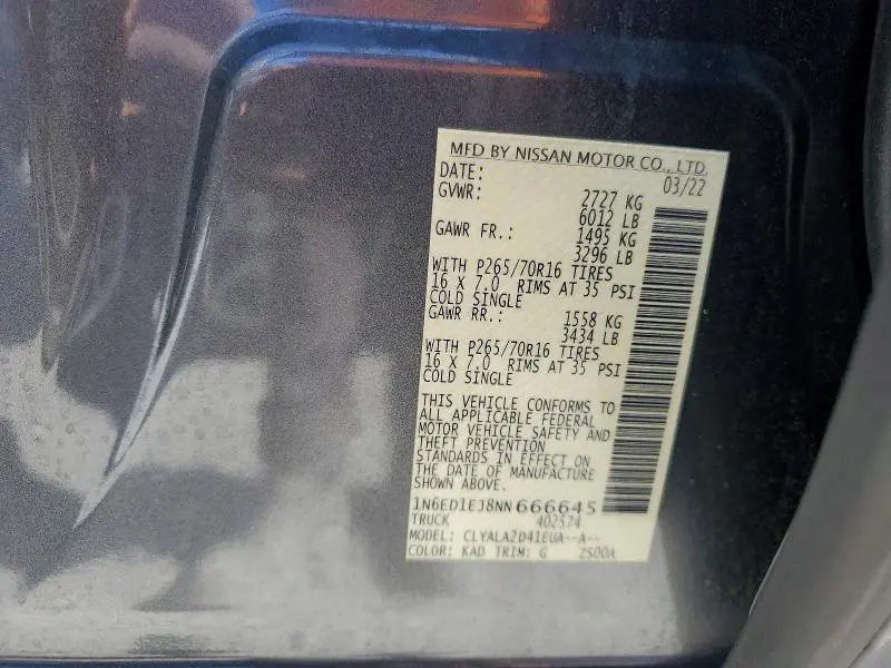 2022 NISSAN FRONTIER S  