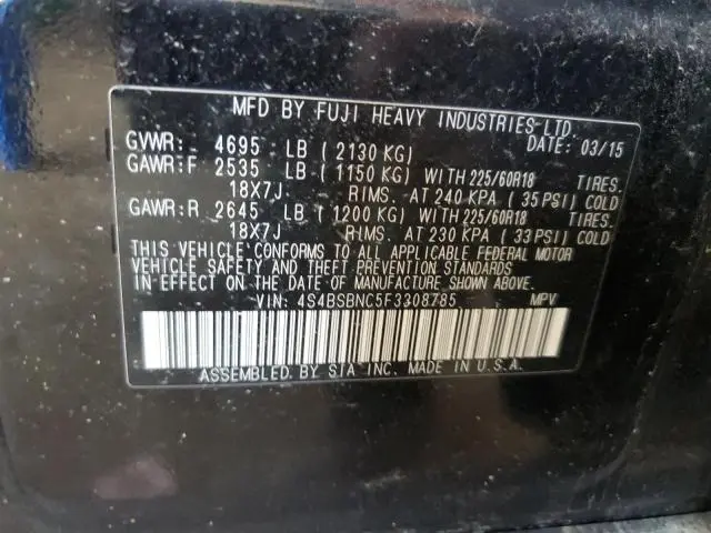 2015 SUBARU OUTBACK 2.5I LIMITED  