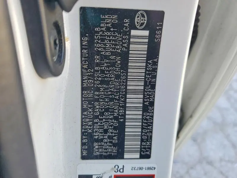 2012 TOYOTA CAMRY SE SPORT LIMITED EDITION  