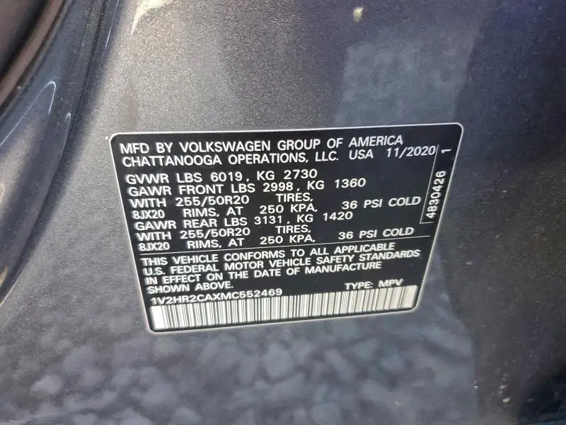 2021 VOLKSWAGEN ATLAS SE  