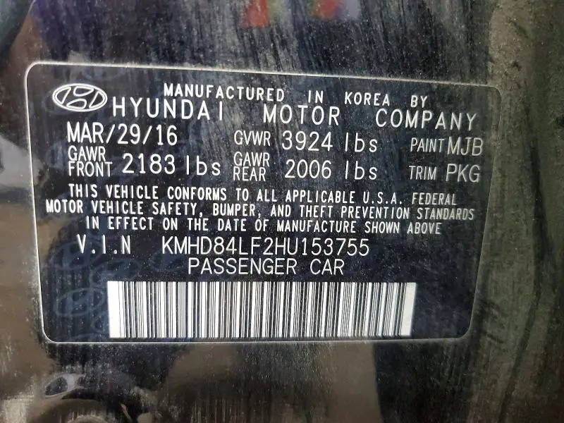 2017 HYUNDAI ELANTRA LIMITED  