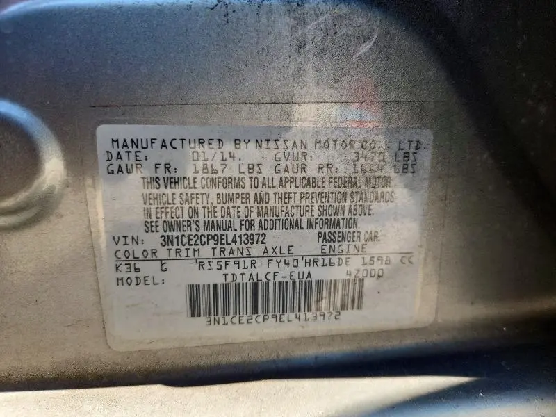 2014 NISSAN VERSA NOTE S  
