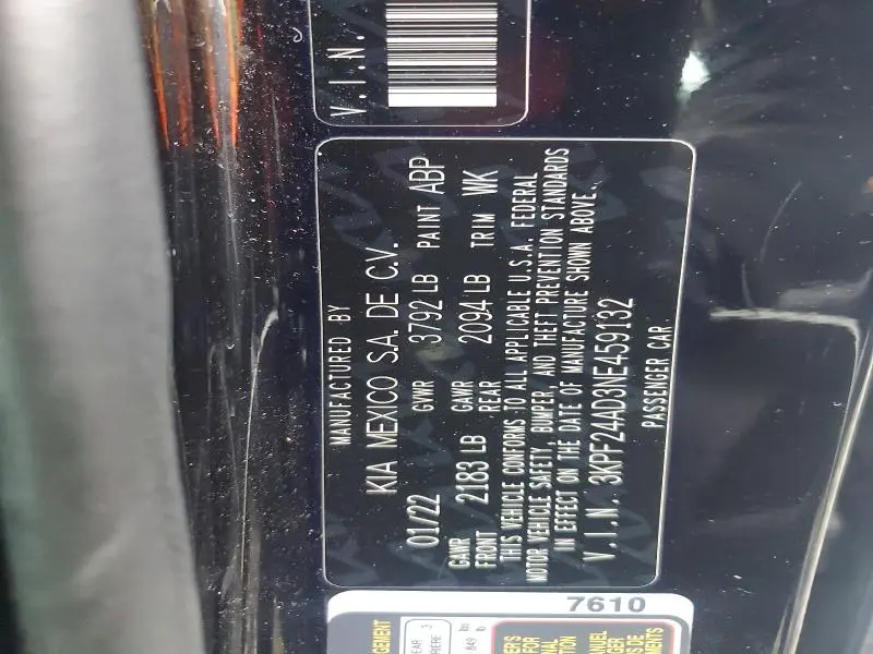 2022 KIA FORTE LXS  
