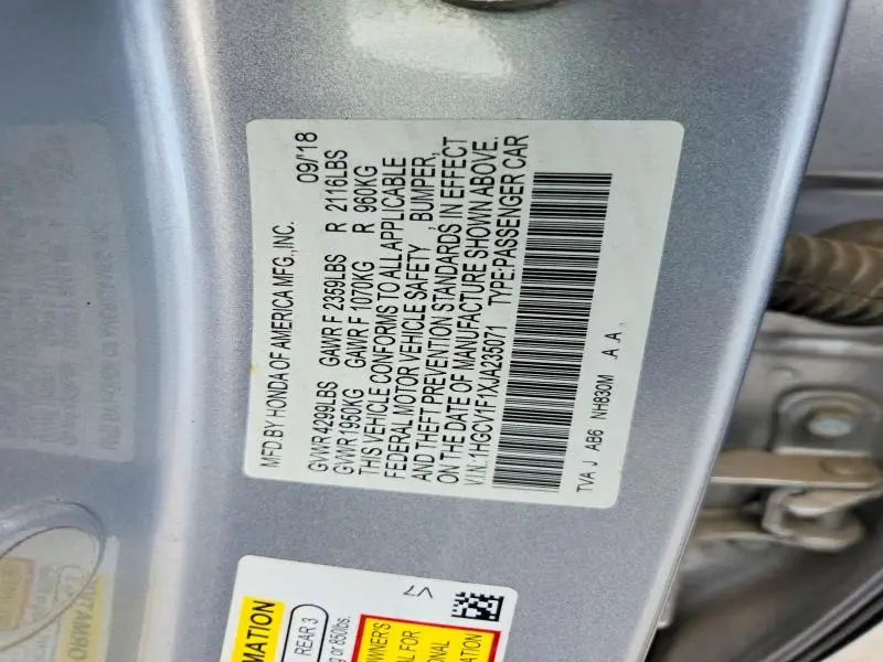 2018 HONDA ACCORD LX  