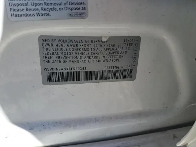 2010 VOLKSWAGEN CC LUXURY