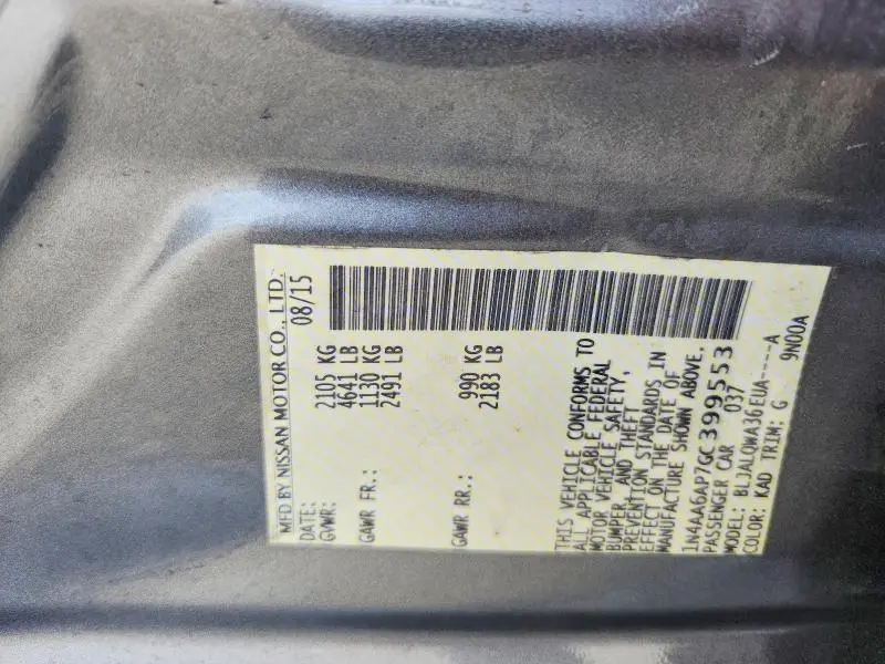 2016 NISSAN MAXIMA 3.5 S  