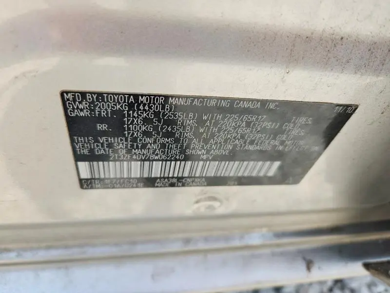 2011 TOYOTA RAV4 BASE  