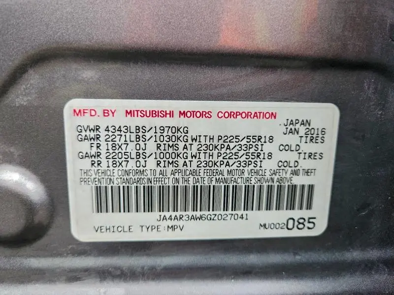 2016 MITSUBISHI OUTLANDER SPORT ES  