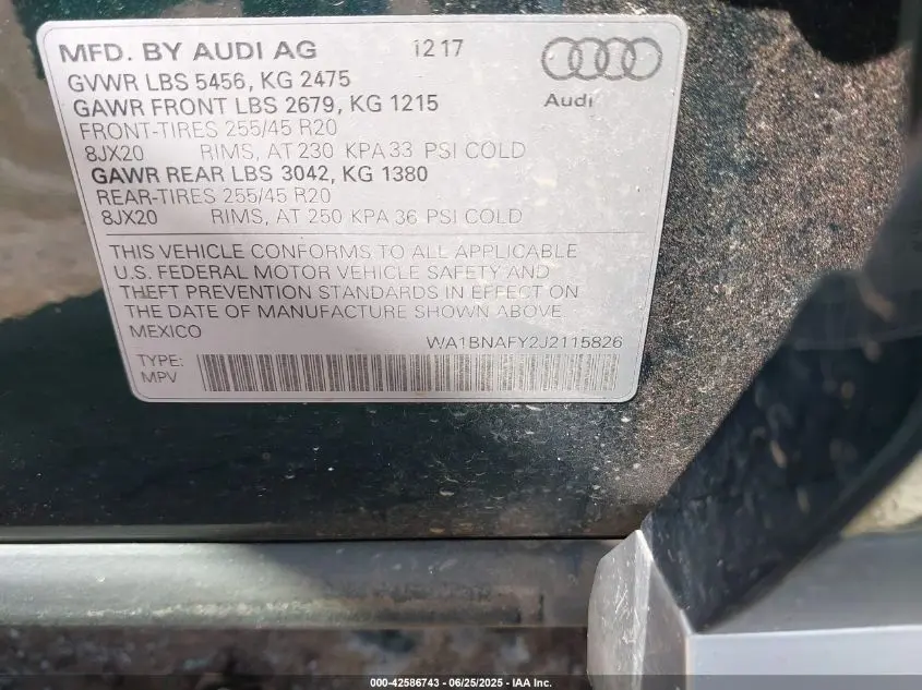 2018 AUDI Q5 2.0T PREMIUM/2.0T TECH PREMIUM