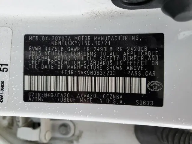 2022 TOYOTA CAMRY LE  