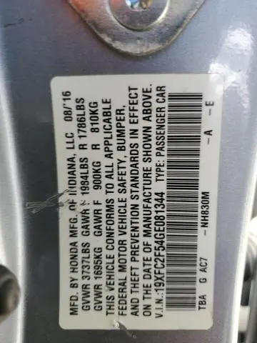 2016 HONDA CIVIC LX  