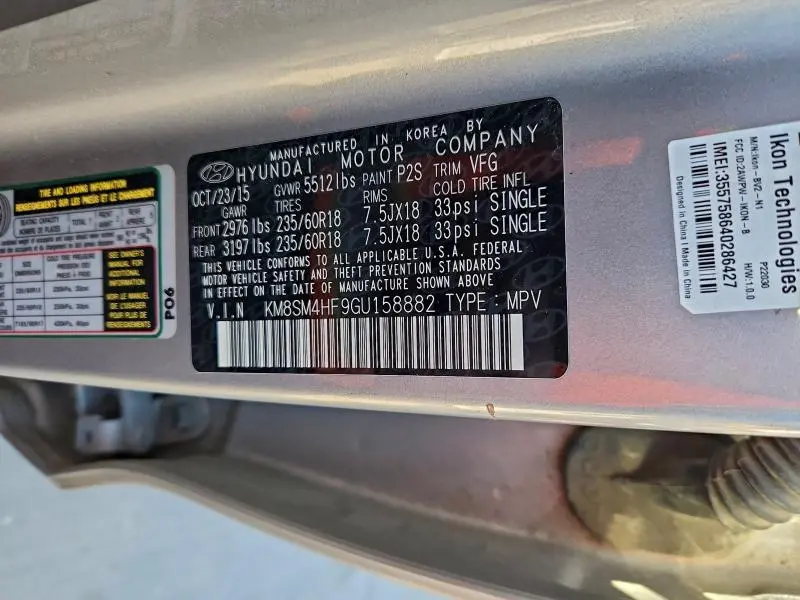 2016 HYUNDAI SANTA FE SE  