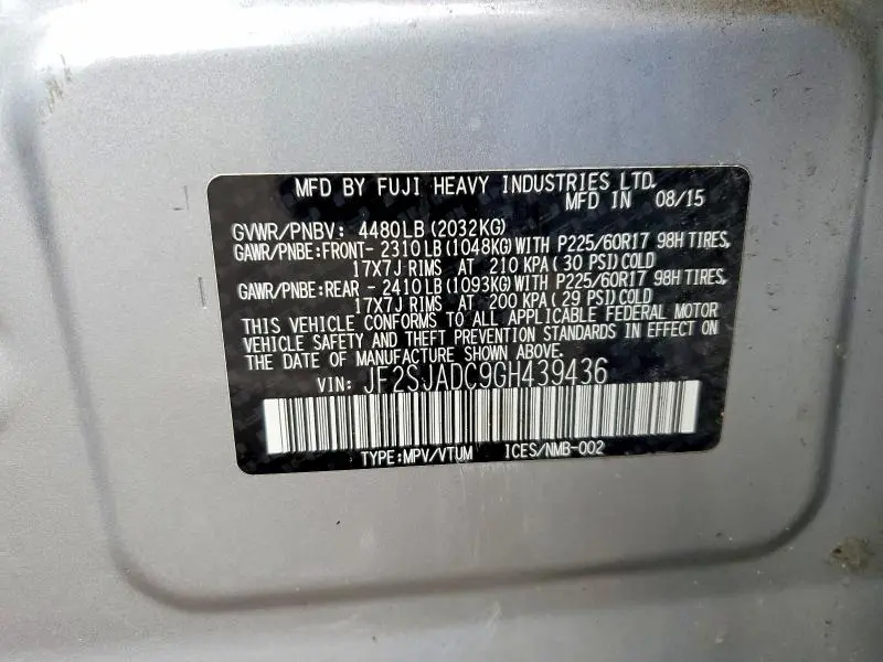 2016 SUBARU FORESTER 2.5I PREMIUM  