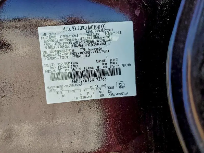 2011 FORD TAURUS SEL  