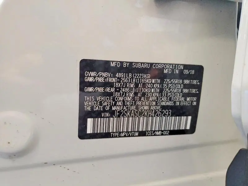 2019 SUBARU FORESTER LIMITED  