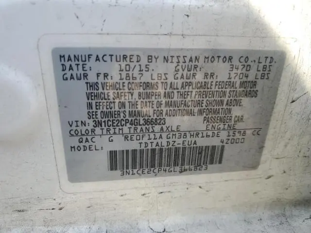 2016 NISSAN VERSA NOTE S  