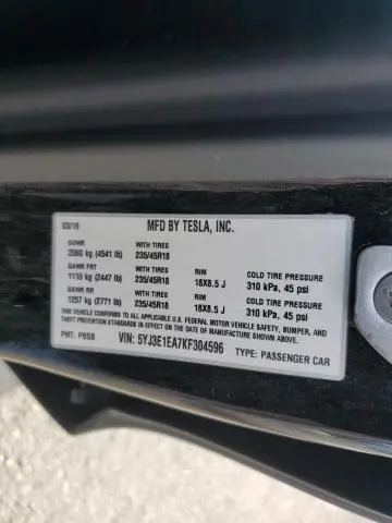 2019 TESLA MODEL 3   