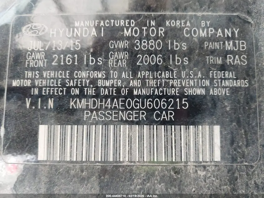 2016 HYUNDAI ELANTRA SE