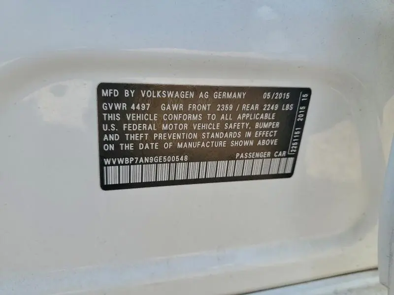 2016 VOLKSWAGEN CC BASE  