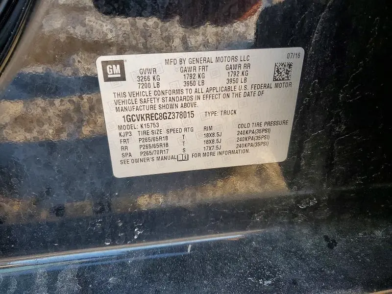 2016 CHEVROLET SILVERADO K1500 LT  