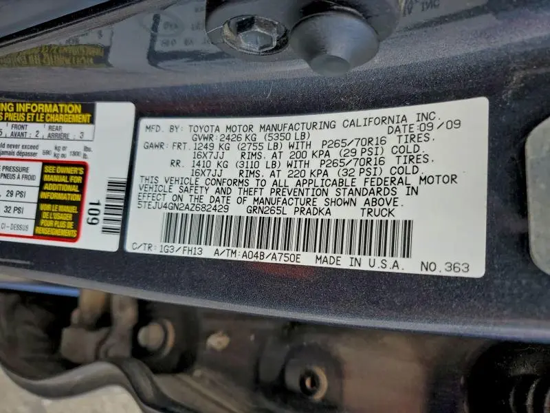 2010 TOYOTA TACOMA DOUBLE CAB PRERUNNER  