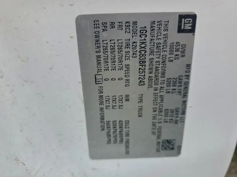 2011 CHEVROLET SILVERADO K2500 HEAVY DUTY LT  