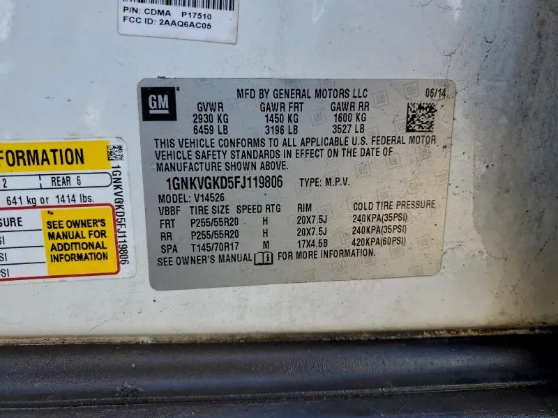 2015 CHEVROLET TRAVERSE LT  