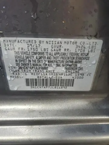 2018 NISSAN VERSA S  