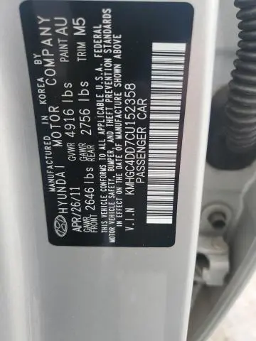 2012 HYUNDAI GENESIS 3.8L  