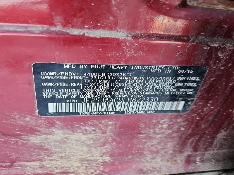 2015 SUBARU FORESTER 2.5I  