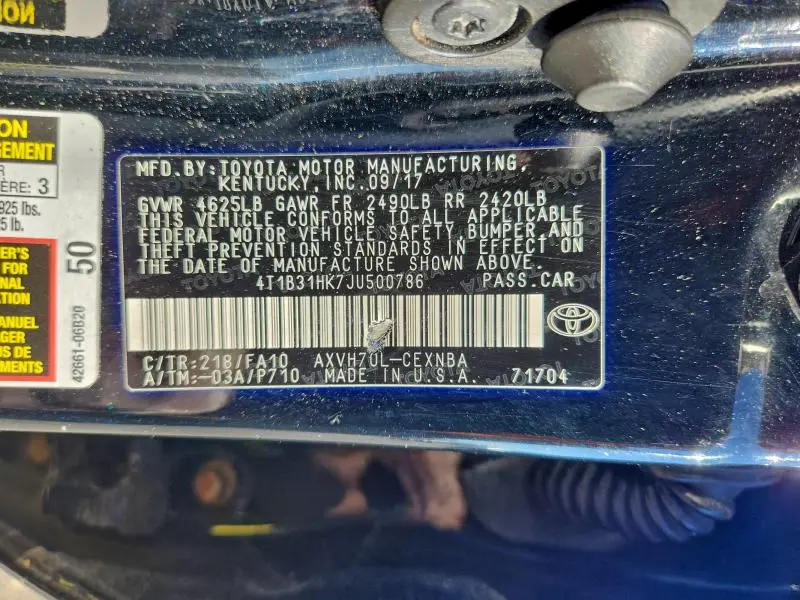 2018 TOYOTA CAMRY LE  