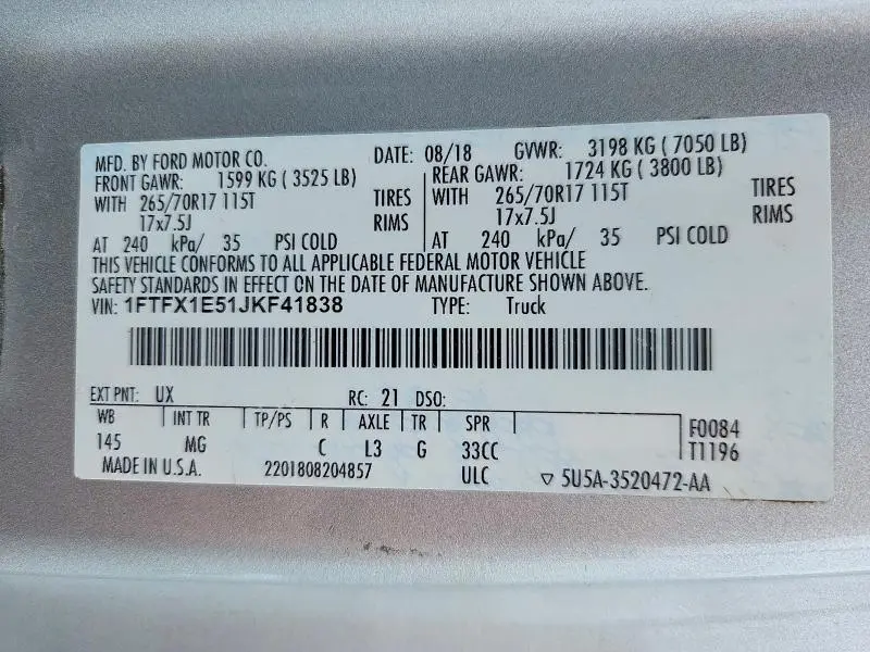 2018 FORD F150 SUPER CAB  