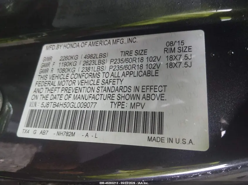 2016 ACURA RDX  