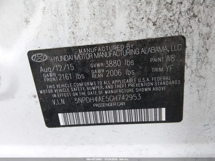 2016 HYUNDAI ELANTRA SE