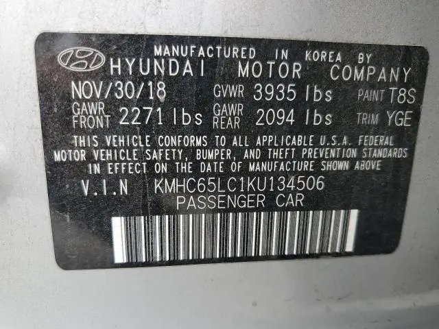 2019 HYUNDAI IONIQ BLUE  