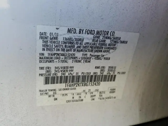 2011 FORD TAURUS SHO  