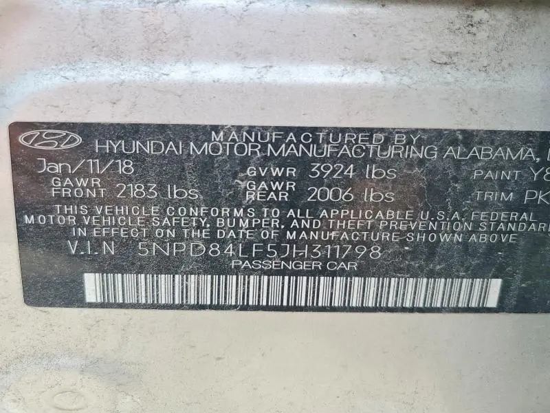 2018 HYUNDAI ELANTRA SEL  