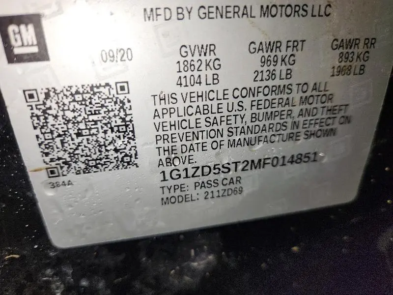 2021 CHEVROLET MALIBU LT  