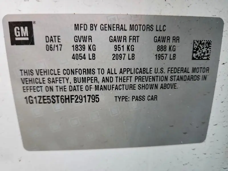 2017 CHEVROLET MALIBU LT  