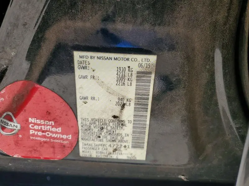 2015 NISSAN ALTIMA 2.5 S  