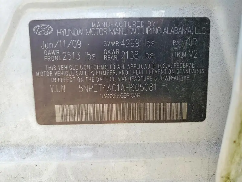 2010 HYUNDAI SONATA GLS  