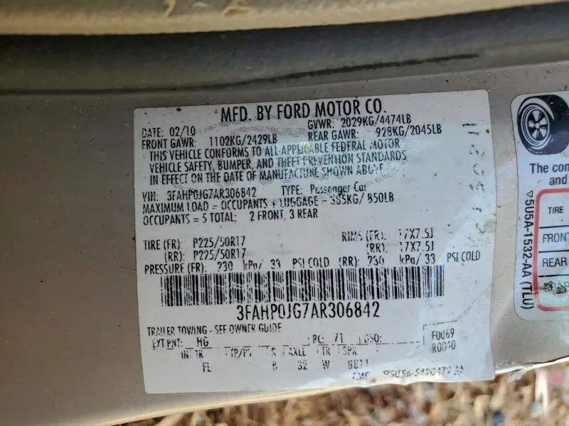 2010 FORD FUSION SEL  