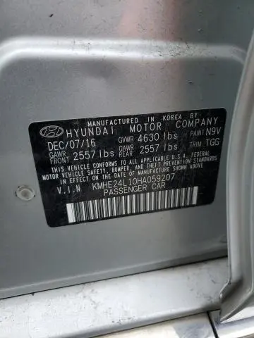 2017 HYUNDAI SONATA HYBRID  
