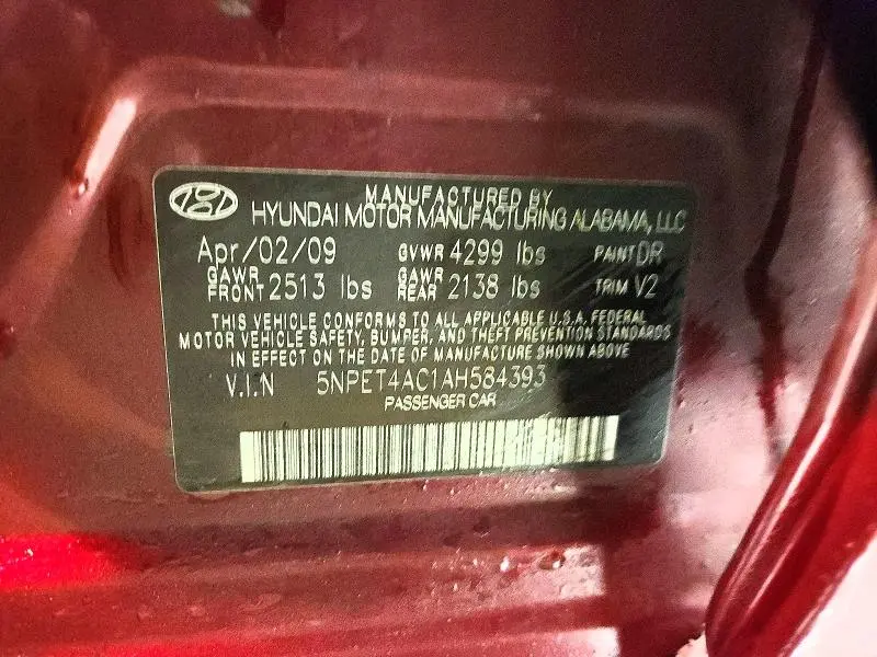 2010 HYUNDAI SONATA GLS  