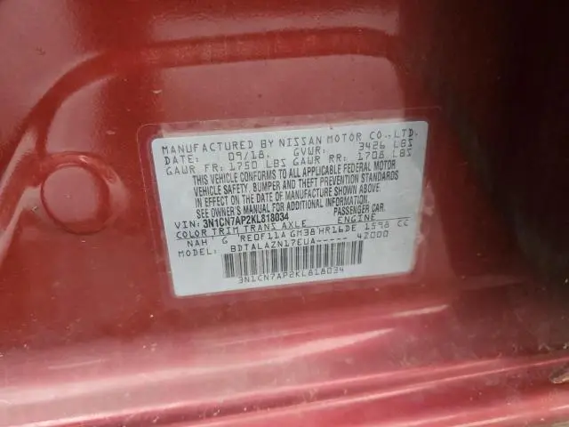 2019 NISSAN VERSA S  